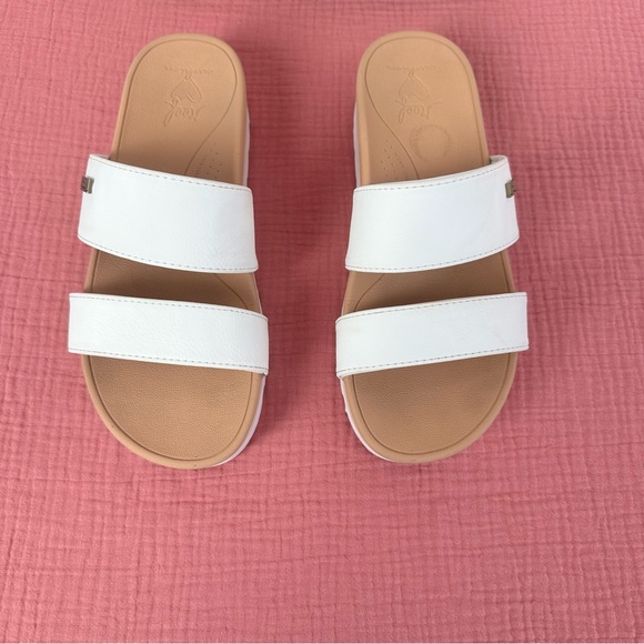 Reef Shoes - Reef Womens Banded Horizon Hi Slide Sandals White Tan Footbed Size 7